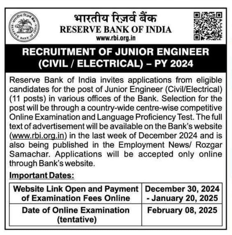 RBI JE Recruitment 2025